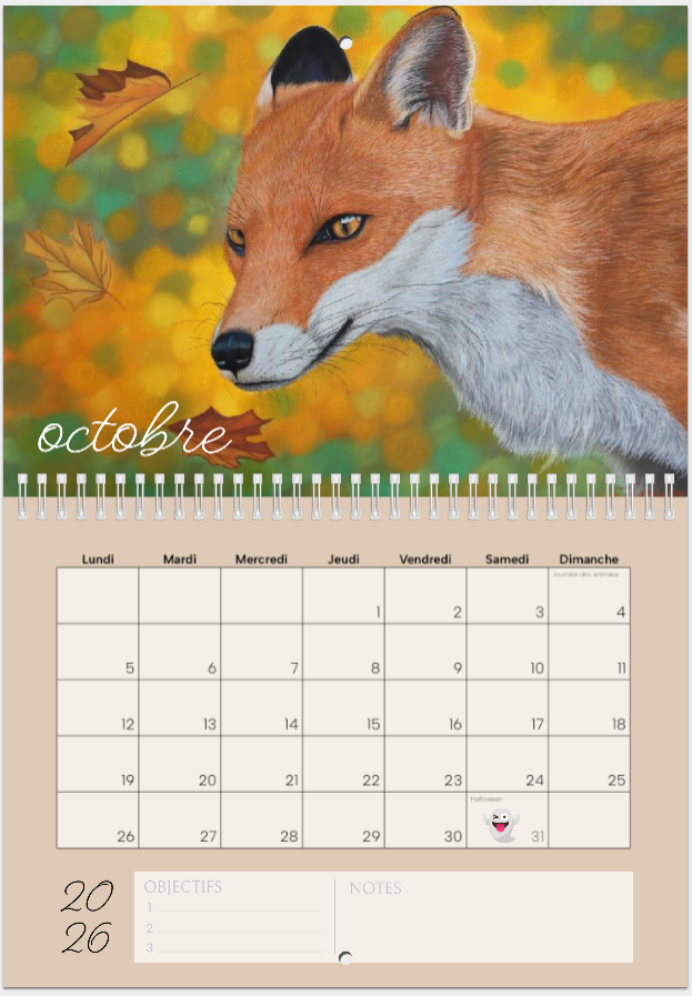 Maquette du mois d'octobre du calendrier d'art 2026