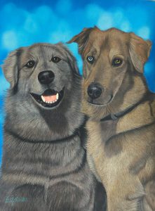 Portrait de deux chiens