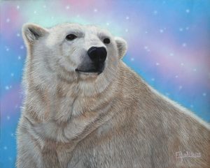 Portrait au pastel sec d'un ours polaire