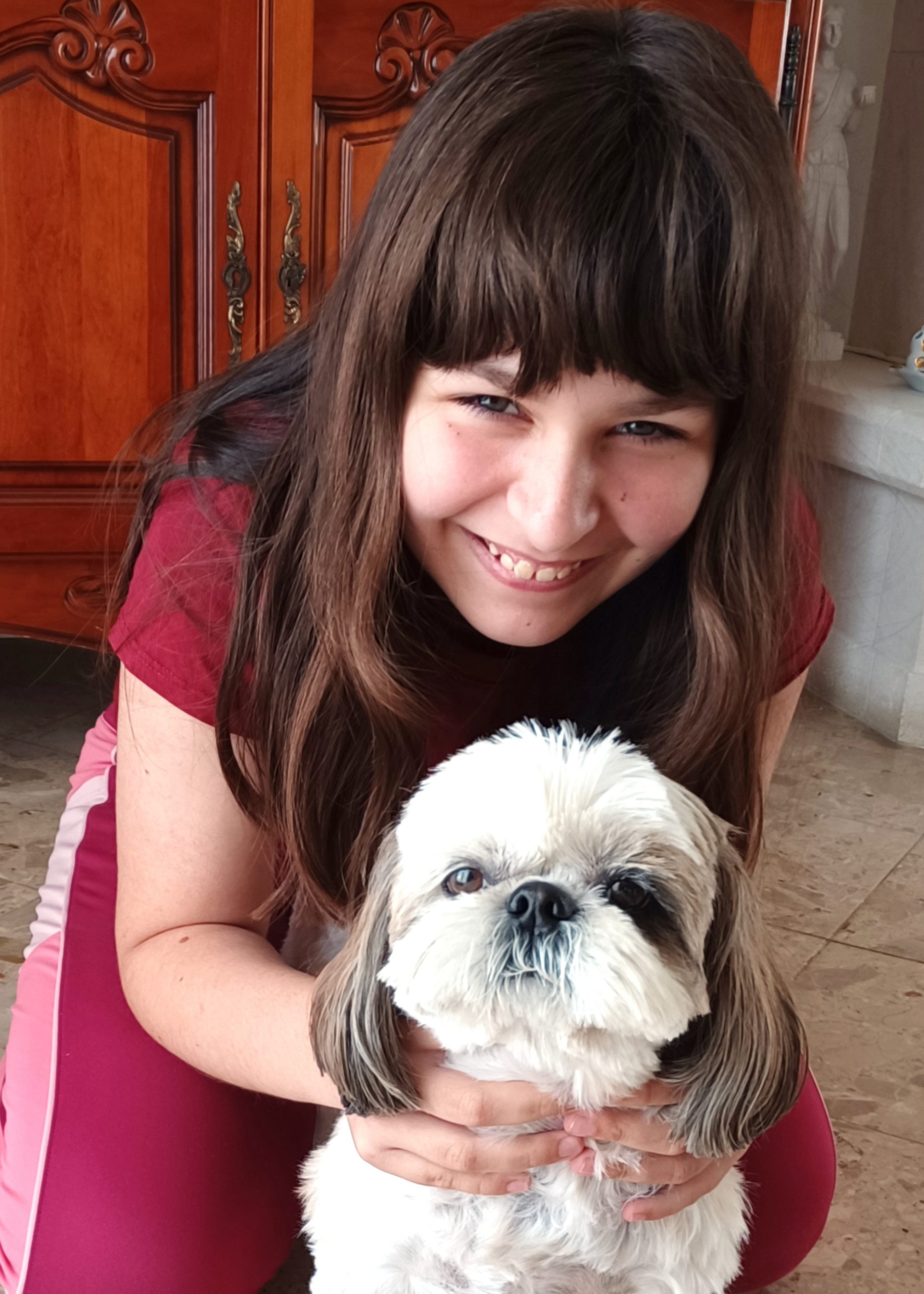 Photo de référence pour le portrait de la petite-fille et de son chien